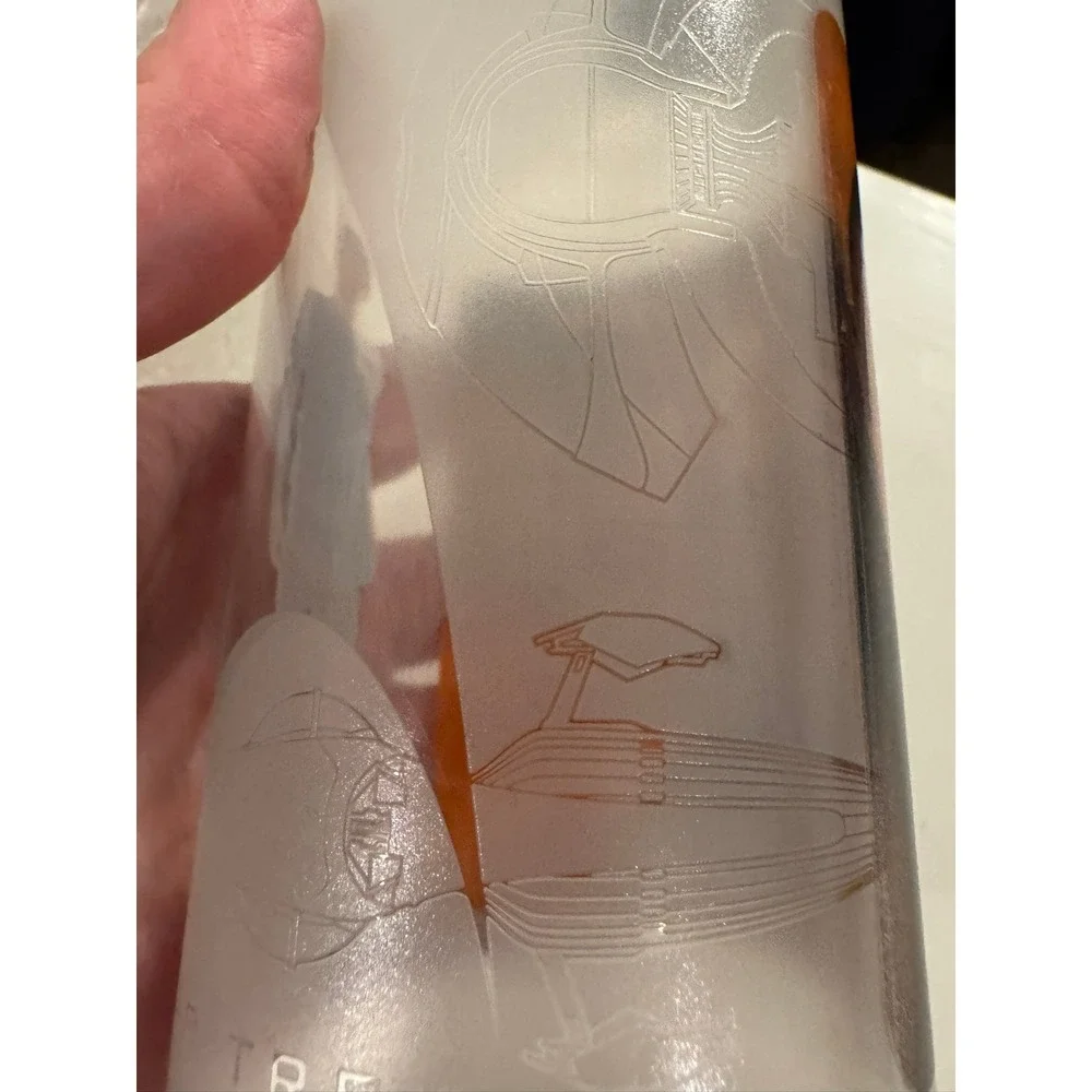 Star Trek Movie Spock Kirk USS‎ Enterprise Frosted Highball Glass Tumbler